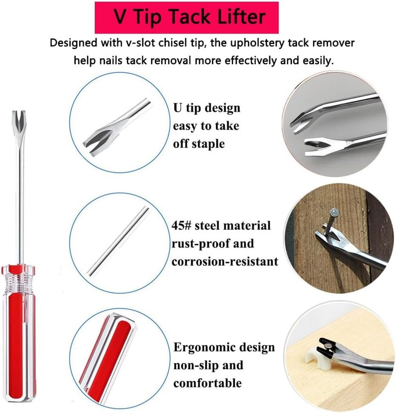 PUWANY 5pcs Upholstery Staple Remover Tool with Nail Puller Pliers Tack Puller Staple Puller, Nail Remover Tool for Furniture Floor Carpet Wall Wooden Case Photo Frame - Image 4